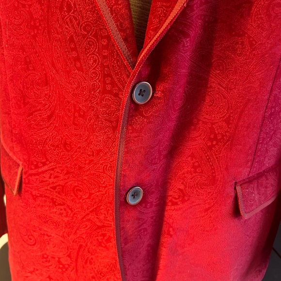 Van Heusen Studio Red Paisley Blazer 46R 100% Cotton - Picture 5 of 12